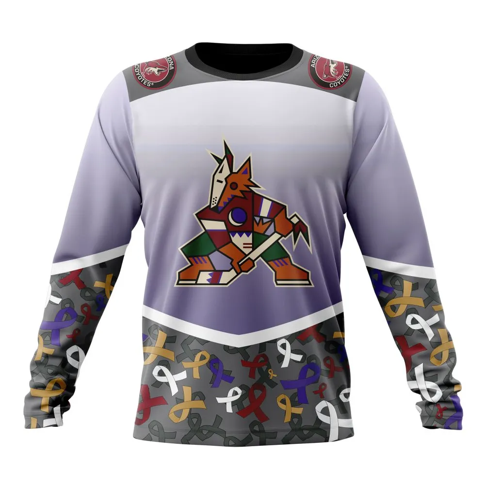 NHL Arizona Coyotes | Specialized Sport Fights Again All Cancer V0122 Long Sleeved Sweatshirt 