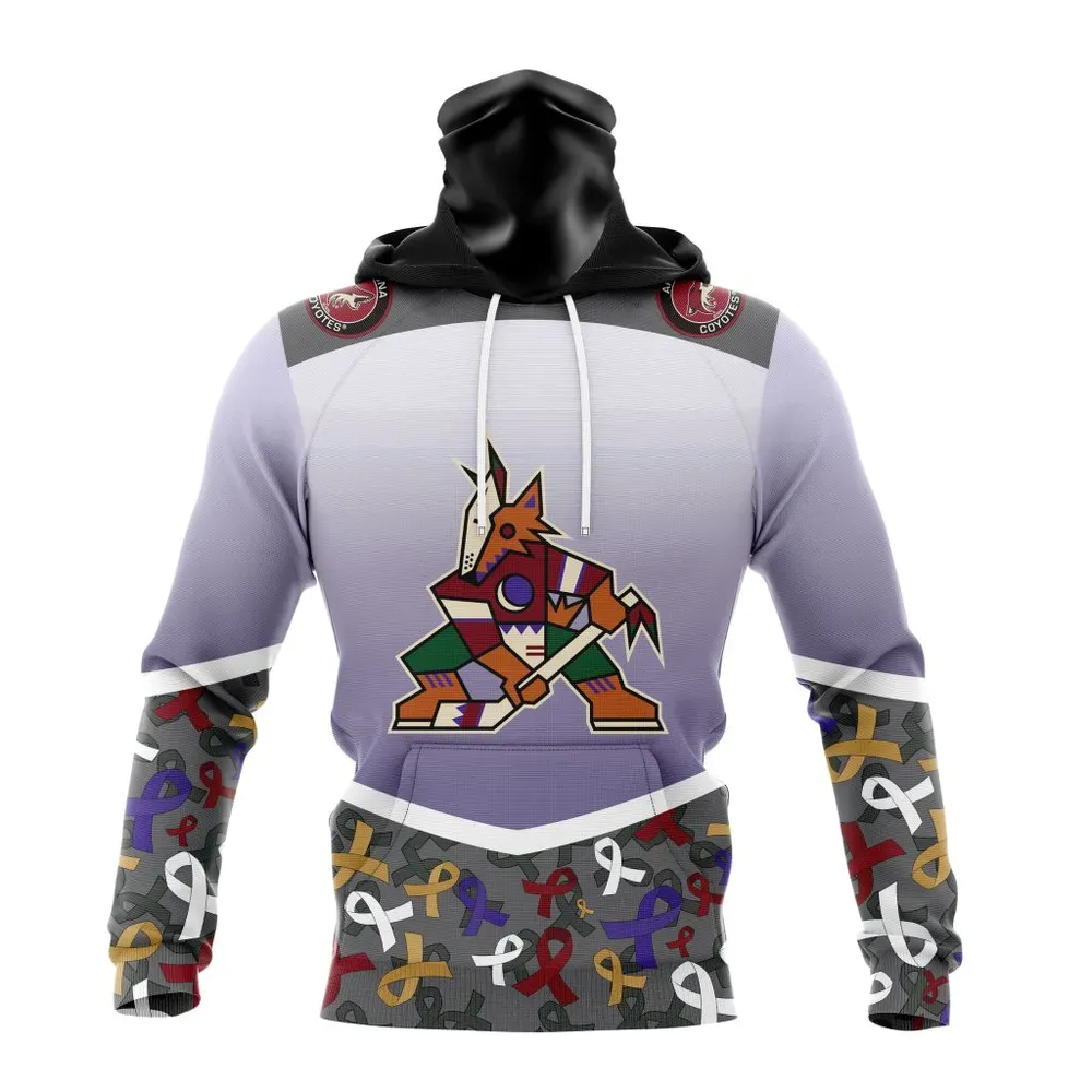 NHL Arizona Coyotes | Specialized Sport Fights Again All Cancer V0122 Mask Hoodie