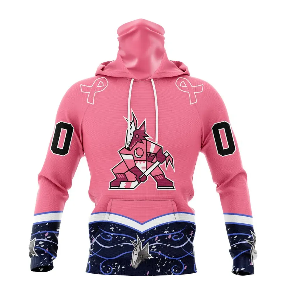 NHL Arizona Coyotes | Specialized Unisex For Hockey Fights Cancer Mask Hoodie