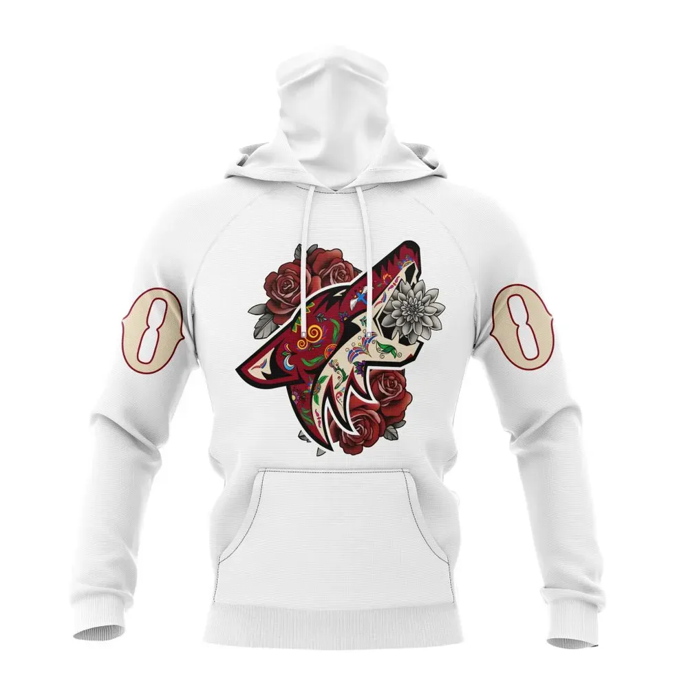 NHL Arizona Coyotes | Specialized Unisex Kits Dã­A De Muertos Mask Hoodie