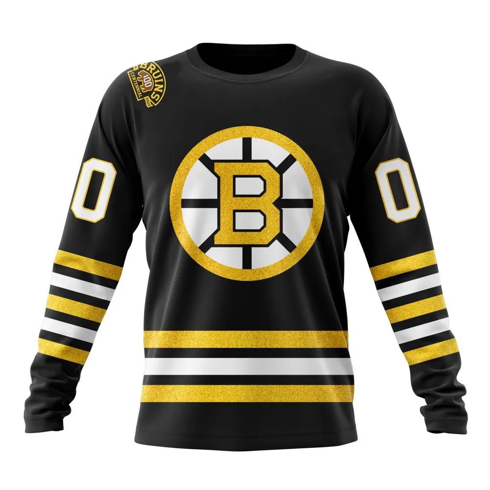 NHL Boston Bruins 2023-2024 Centennial Home Kits Long Sleeved Sweatshirt 