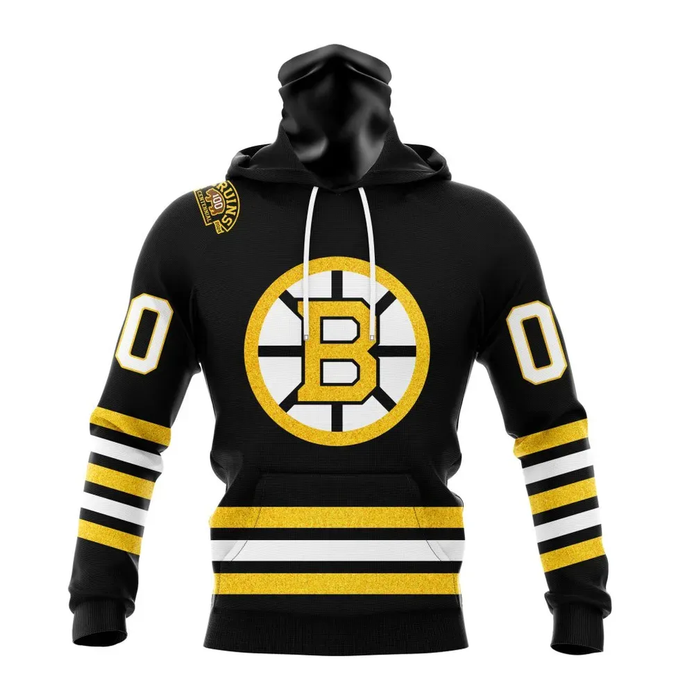 NHL Boston Bruins 2023-2024 Centennial Home Kits Mask Hoodie