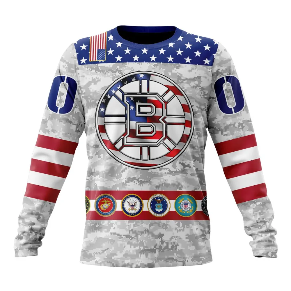 NHL Boston Bruins Armed Forces Appreciation St2201 Long Sleeved Sweatshirt 