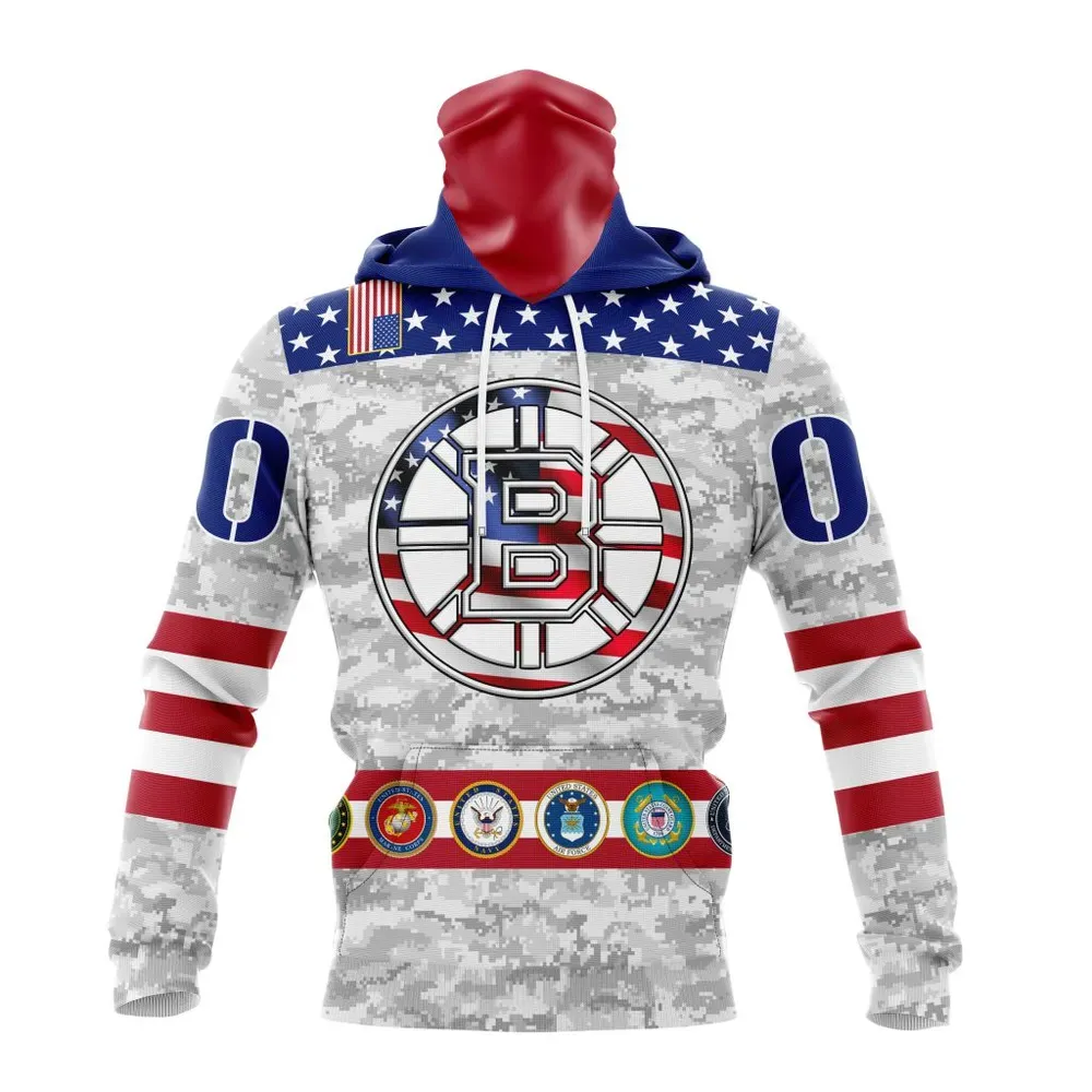 NHL Boston Bruins Armed Forces Appreciation St2201 Mask Hoodie