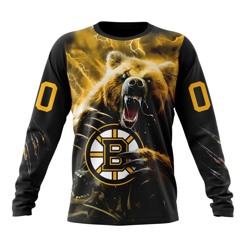 NHL Boston Bruins Fear The Bear Special Design Long Sleeved Sweatshirt 