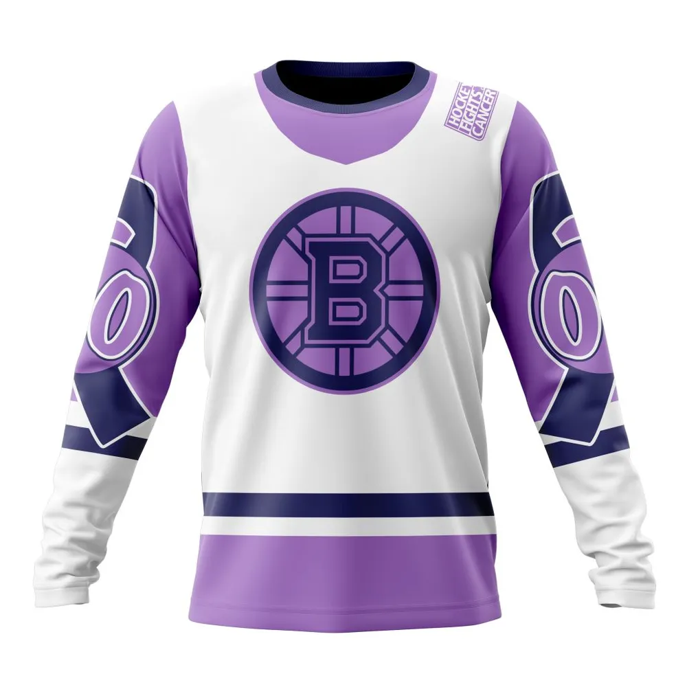 NHL Boston Bruins Hockey Fights Cancer Long Sleeved Sweatshirt 