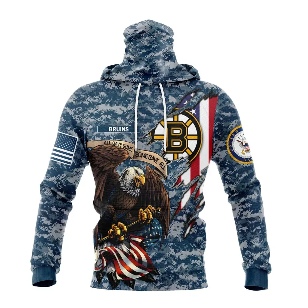 NHL Boston Bruins Honor Us Navy Veterans St2202 Mask Hoodie