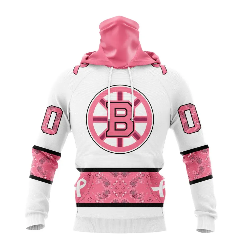 NHL Boston Bruins In Classic Style With Paisley! In October We Wear Pink Breast Cancer Mask Hoodie