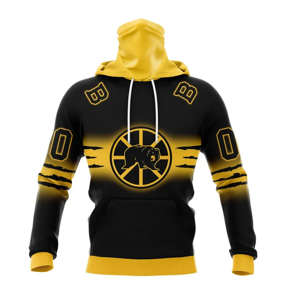 NHL Boston Bruins Personalize Gradient Series Concept St2301 Mask Hoodie