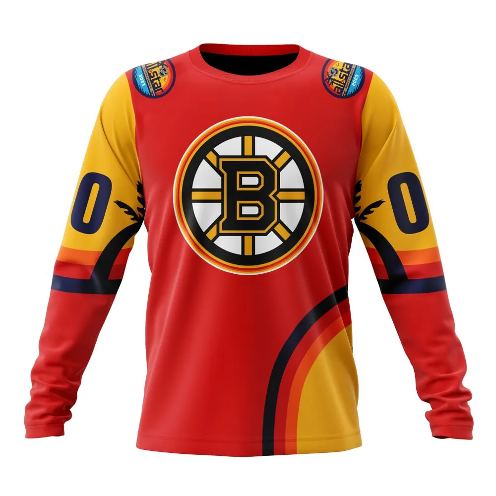 NHL Boston Bruins Special All-Star Game Design With Florida Sunset Long Sleeved Sweatshirt 