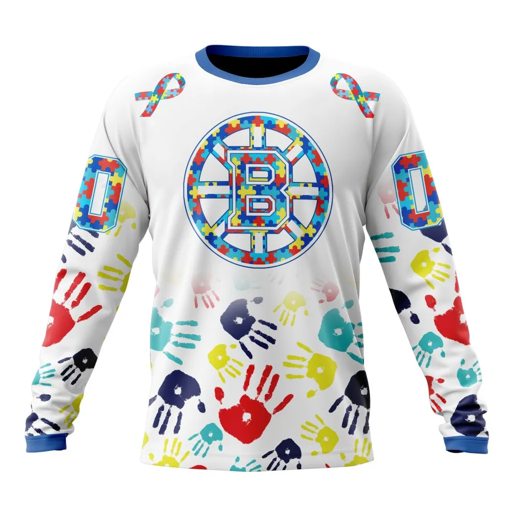 NHL Boston Bruins Special Autism Awareness Design St2203 Long Sleeved Sweatshirt 