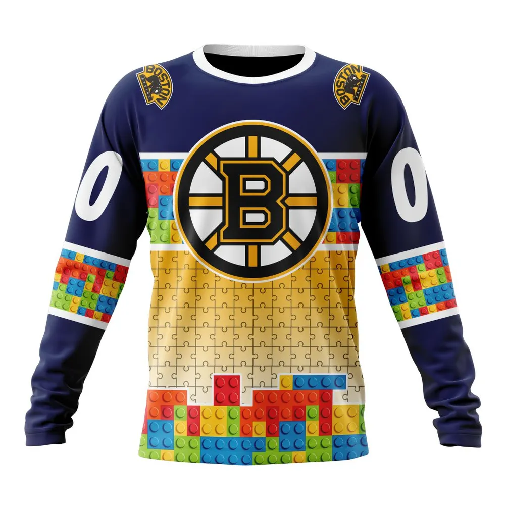 NHL Boston Bruins Special Autism Awareness Design V2301 Long Sleeved Sweatshirt 