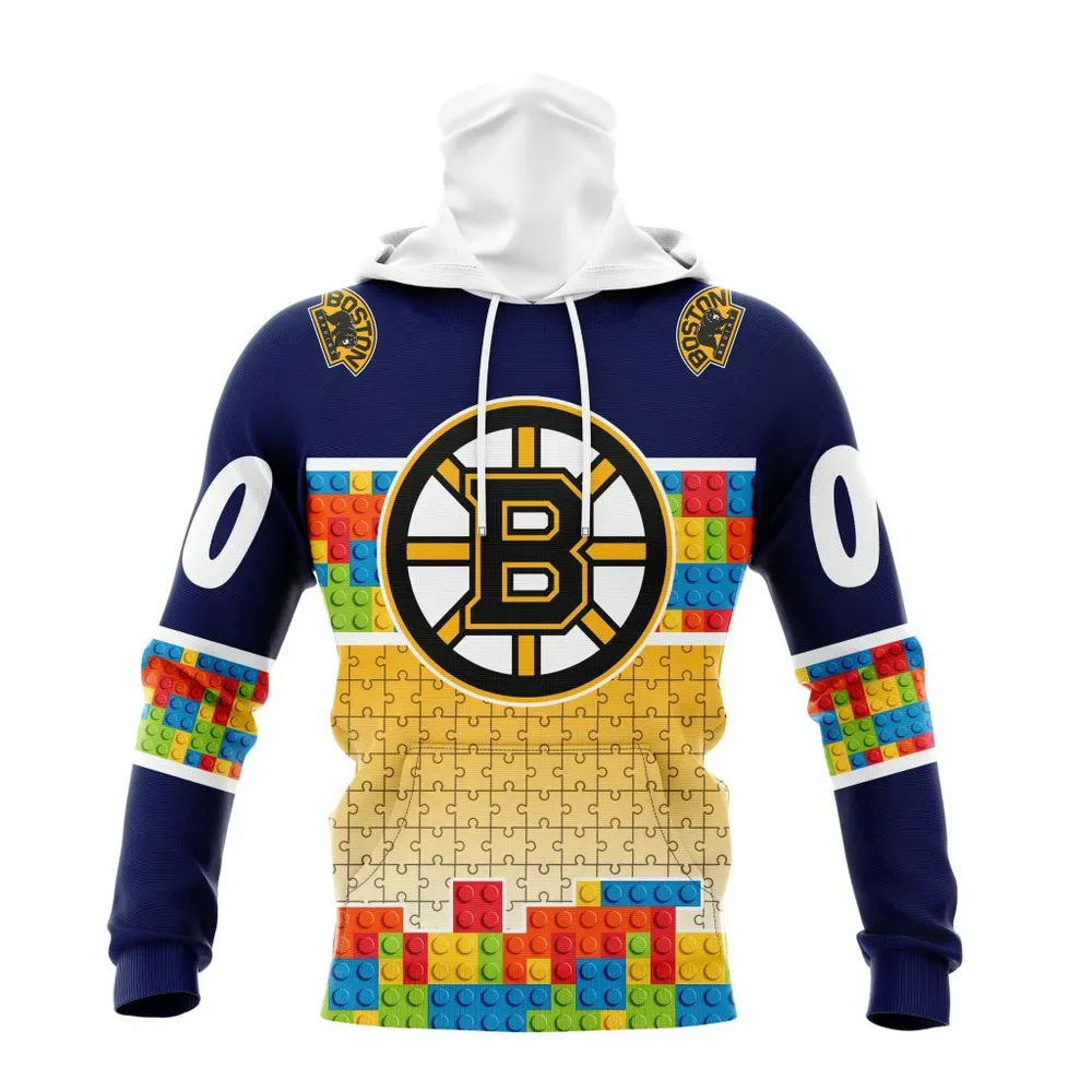 NHL Boston Bruins Special Autism Awareness Design V2301 Mask Hoodie