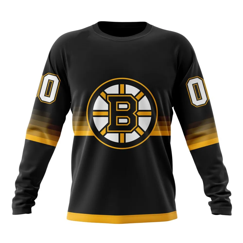 NHL Boston Bruins Special Black And Gradient Design St2301 Long Sleeved Sweatshirt 