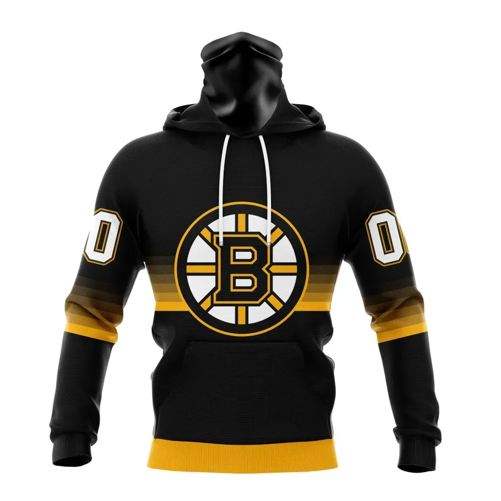 NHL Boston Bruins Special Black And Gradient Design St2301 Mask Hoodie