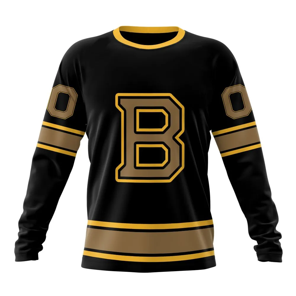 NHL Boston Bruins Special Blackout Design St2401 Long Sleeved Sweatshirt 