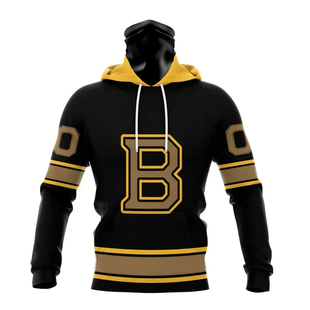 NHL Boston Bruins Special Blackout Design St2401 Mask Hoodie