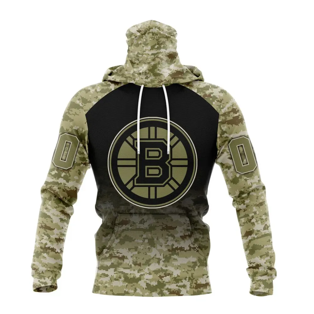 NHL Boston Bruins Special Camo Design For Veterans Day St2302 Mask Hoodie