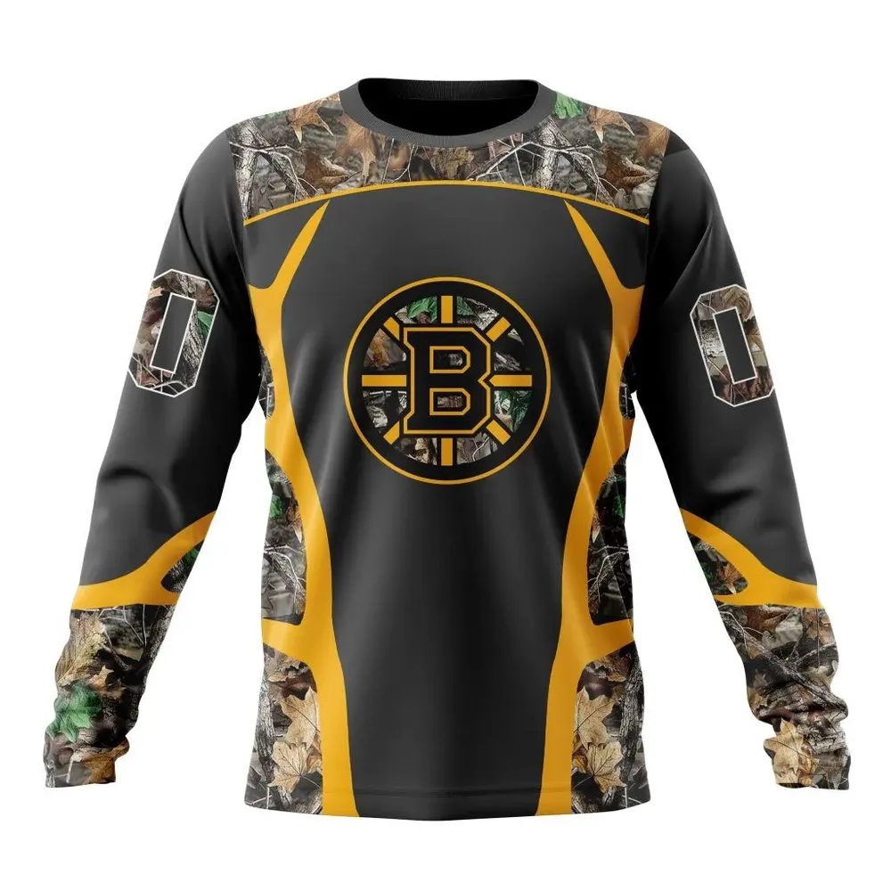 NHL Boston Bruins Special Camo Hunting Design V2302 Long Sleeved Sweatshirt 