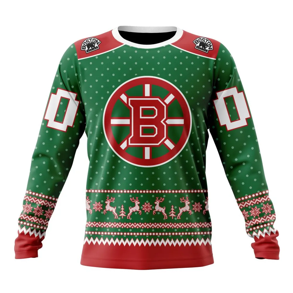 NHL Boston Bruins Special Christmas Apparel St2201 Long Sleeved Sweatshirt 