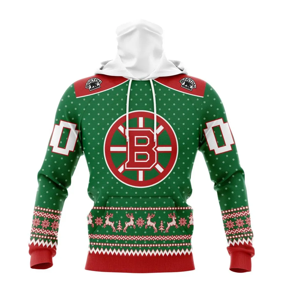 NHL Boston Bruins Special Christmas Apparel St2201 Mask Hoodie