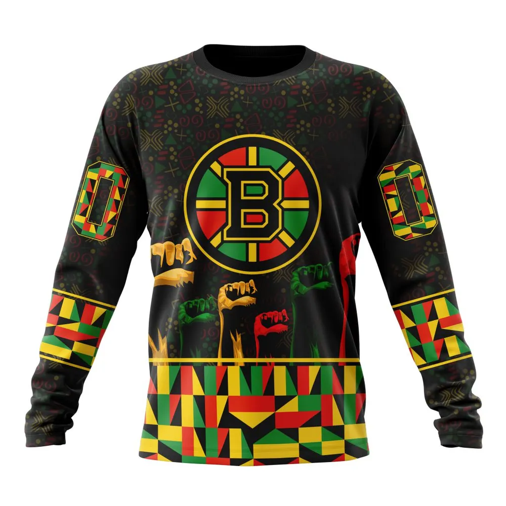 NHL Boston Bruins Special Design Celebrate Black History Month St2201 Long Sleeved Sweatshirt 