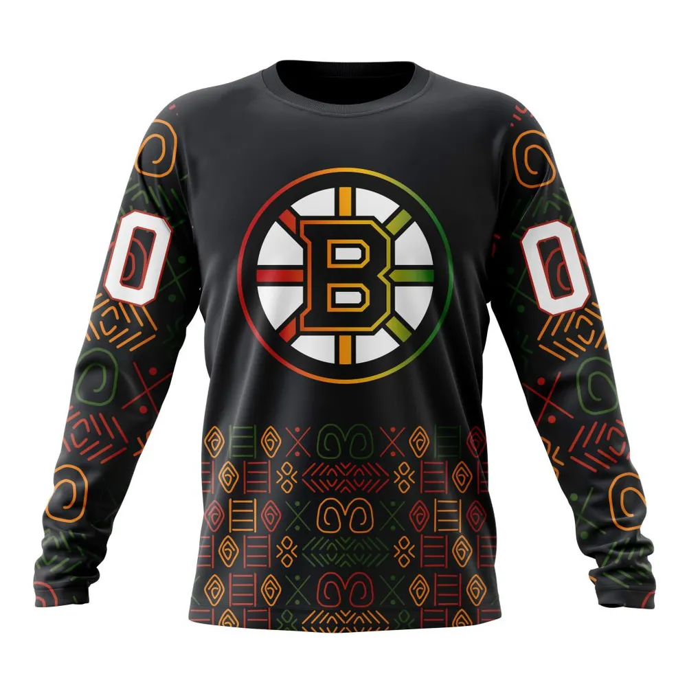 NHL Boston Bruins Special Design For Black History Month St2401 Long Sleeved Sweatshirt 