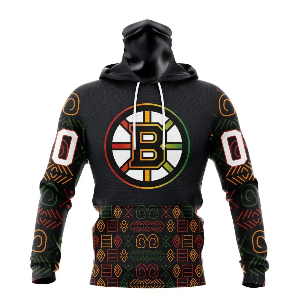 NHL Boston Bruins Special Design For Black History Month St2401 Mask Hoodie