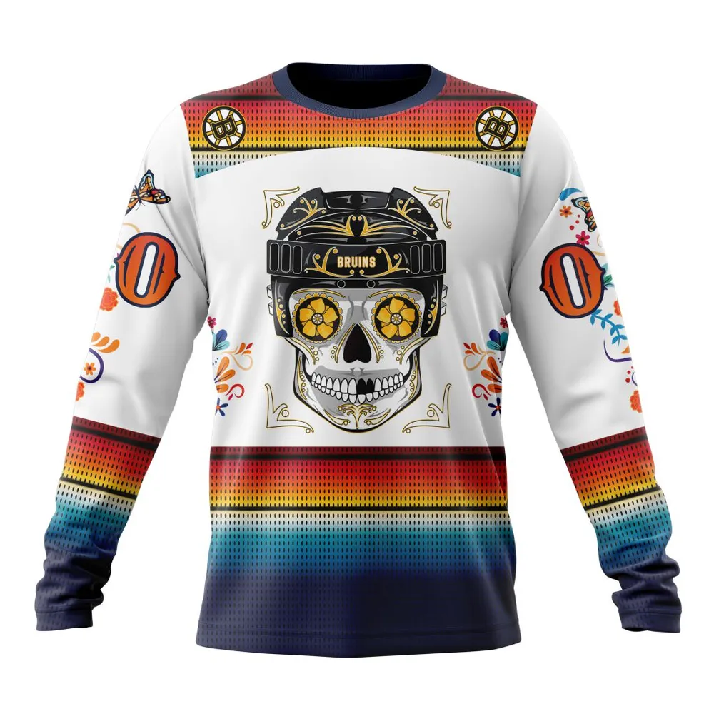 NHL Boston Bruins Special Design For Dia De Los Muertos St2301 Long Sleeved Sweatshirt 