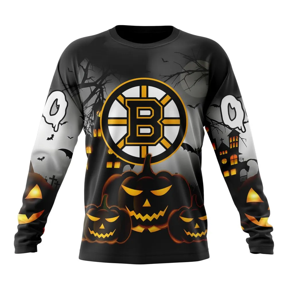 NHL Boston Bruins Special Design For Halloween St2302 Long Sleeved Sweatshirt 