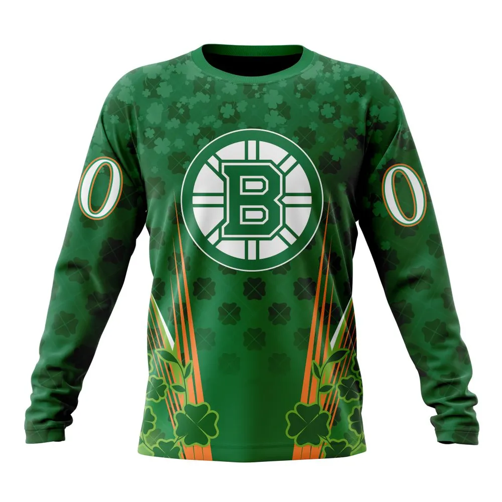 NHL Boston Bruins Special Design For St. Patrickâ€™S Day St2402 Long Sleeved Sweatshirt 