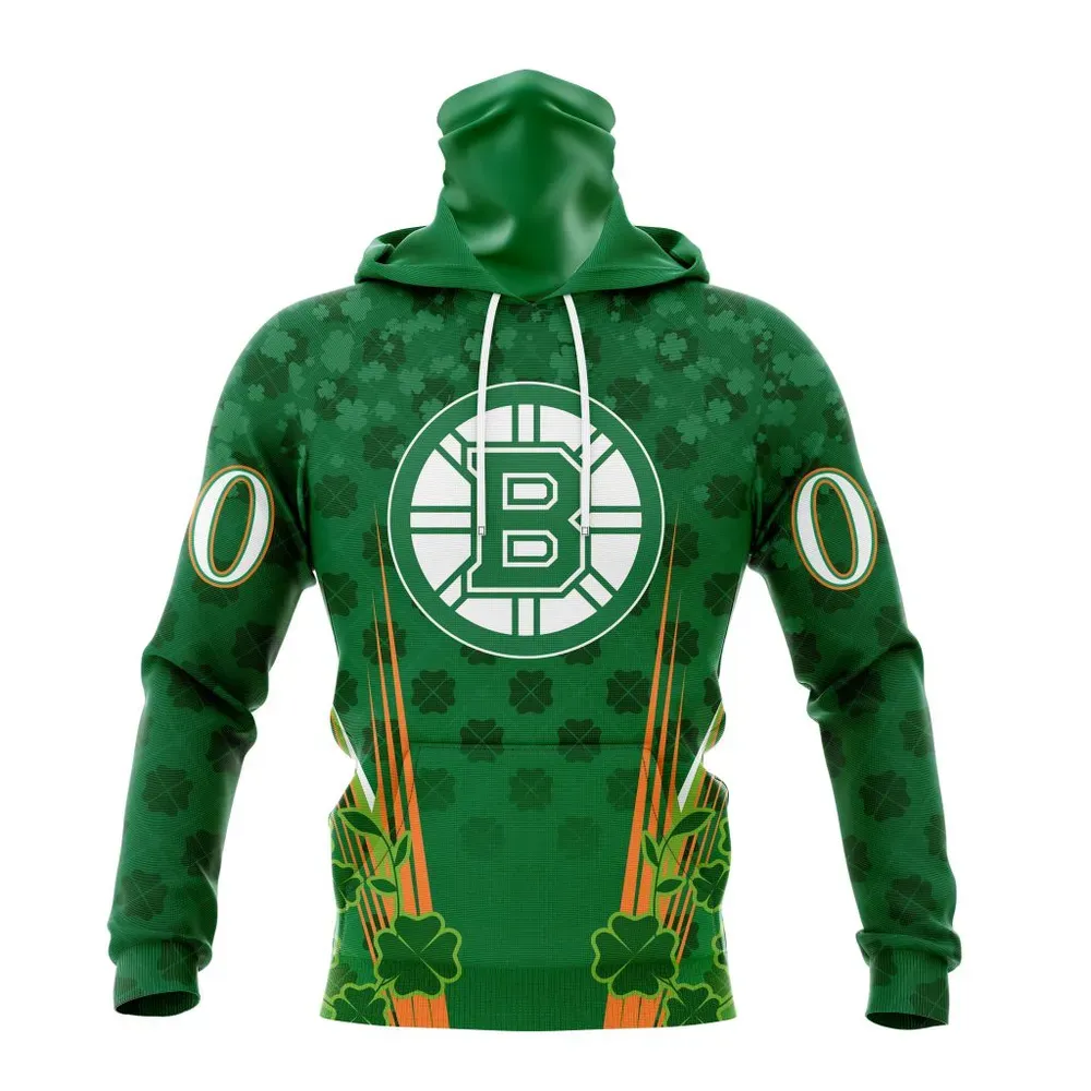 NHL Boston Bruins Special Design For St. Patrickâ€™S Day St2402 Mask Hoodie