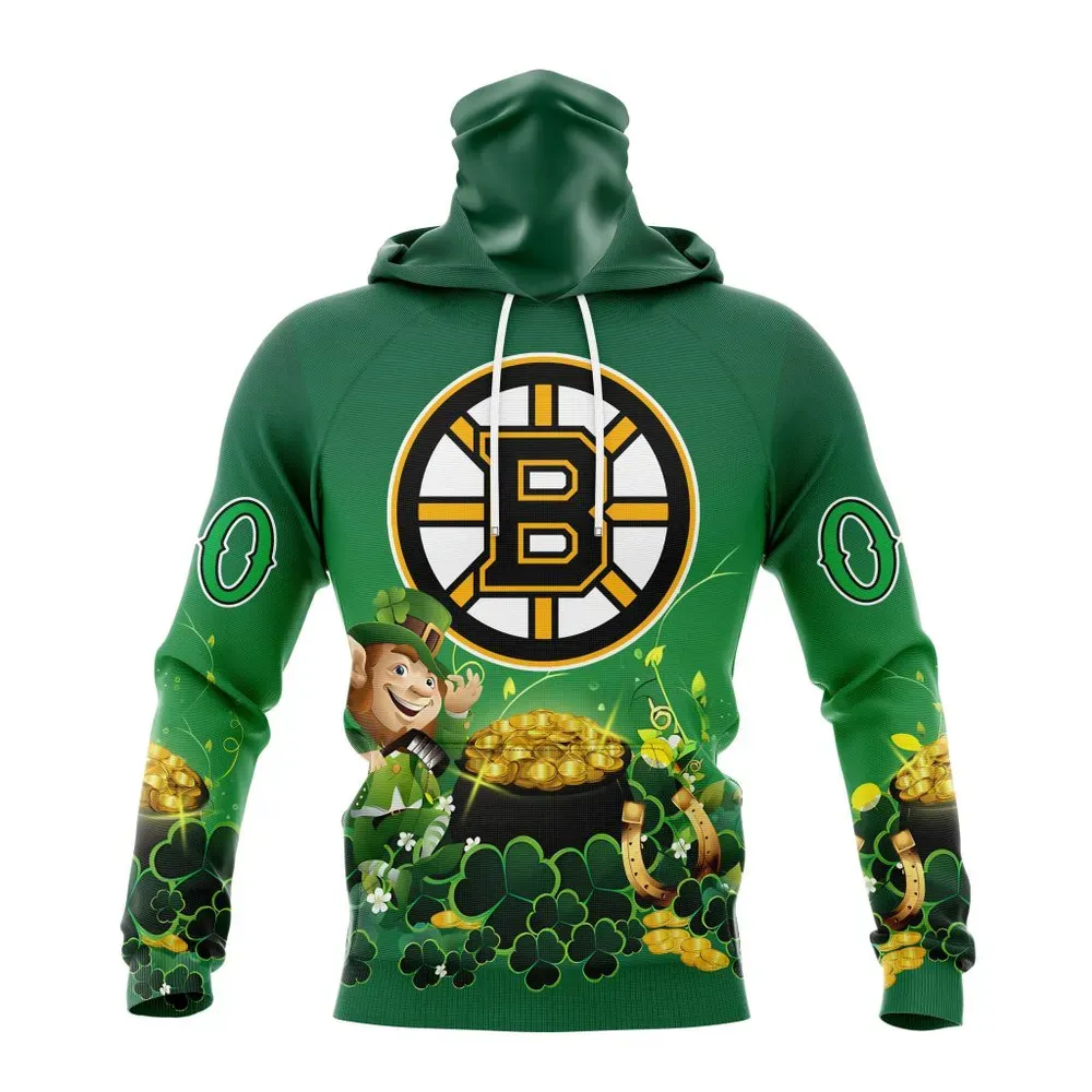 NHL Boston Bruins Special Design For St. Patrickâ€™S Day St2403 Mask Hoodie