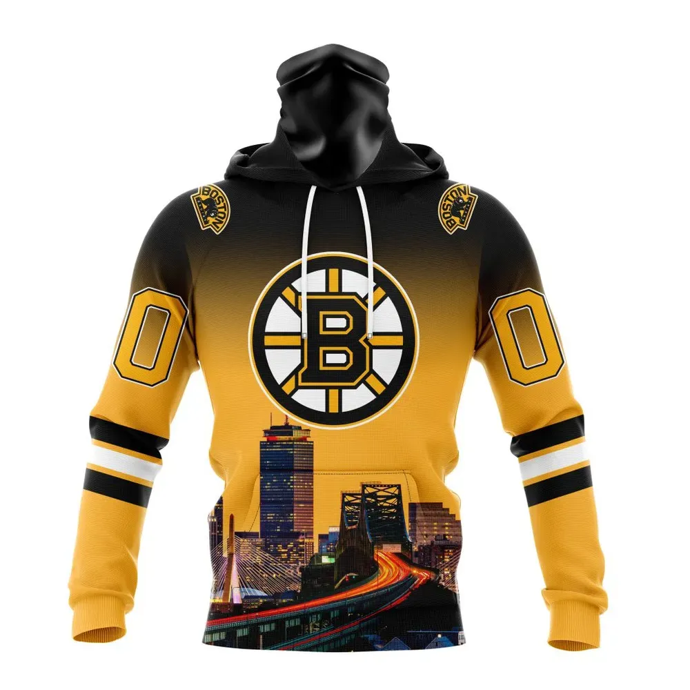 NHL Boston Bruins Special Design With Cityscape St2301 Mask Hoodie