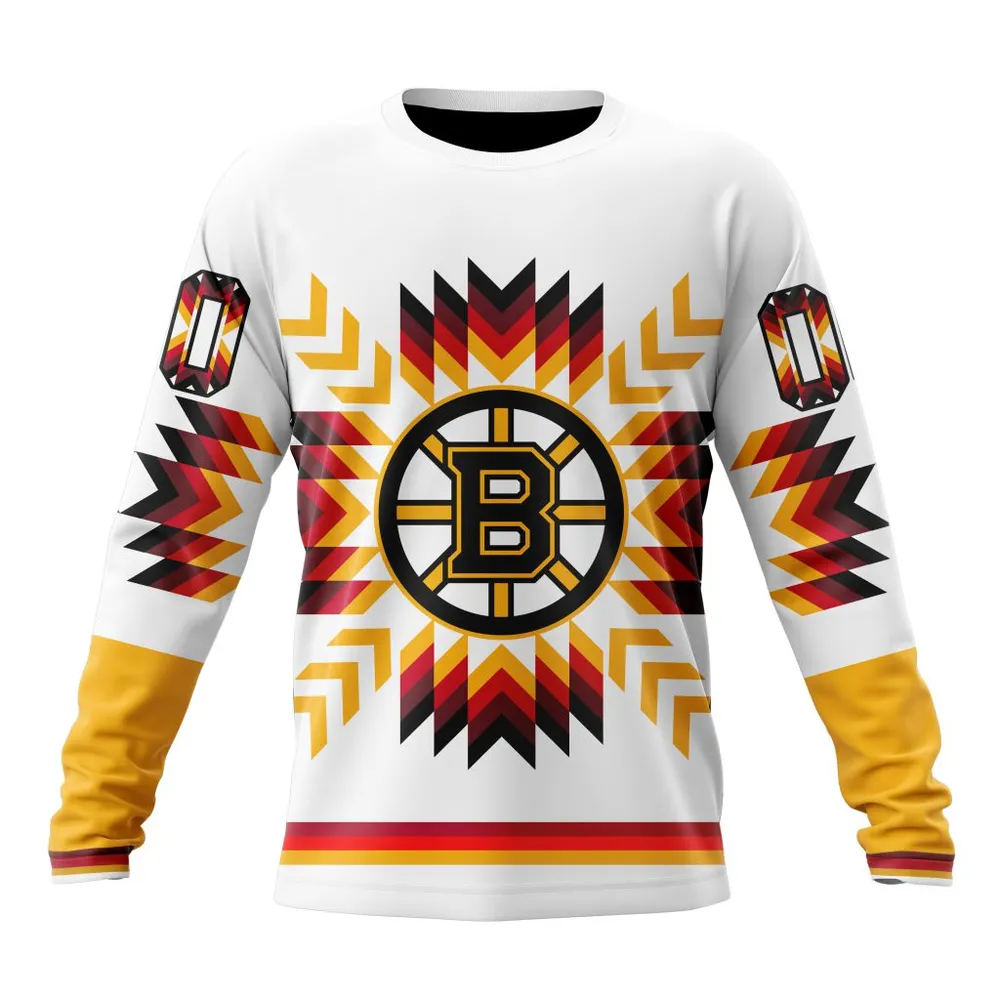 NHL Boston Bruins Special Design With Native Pattern St2302 Long Sleeved Sweatshirt 