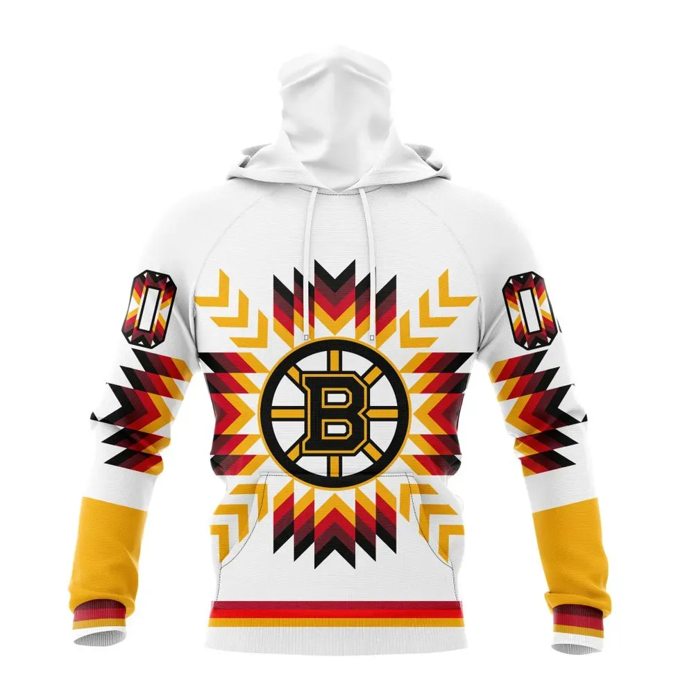 NHL Boston Bruins Special Design With Native Pattern St2302 Mask Hoodie