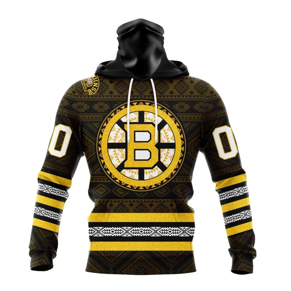 NHL Boston Bruins Special Design With Native Pattern St2303 Mask Hoodie