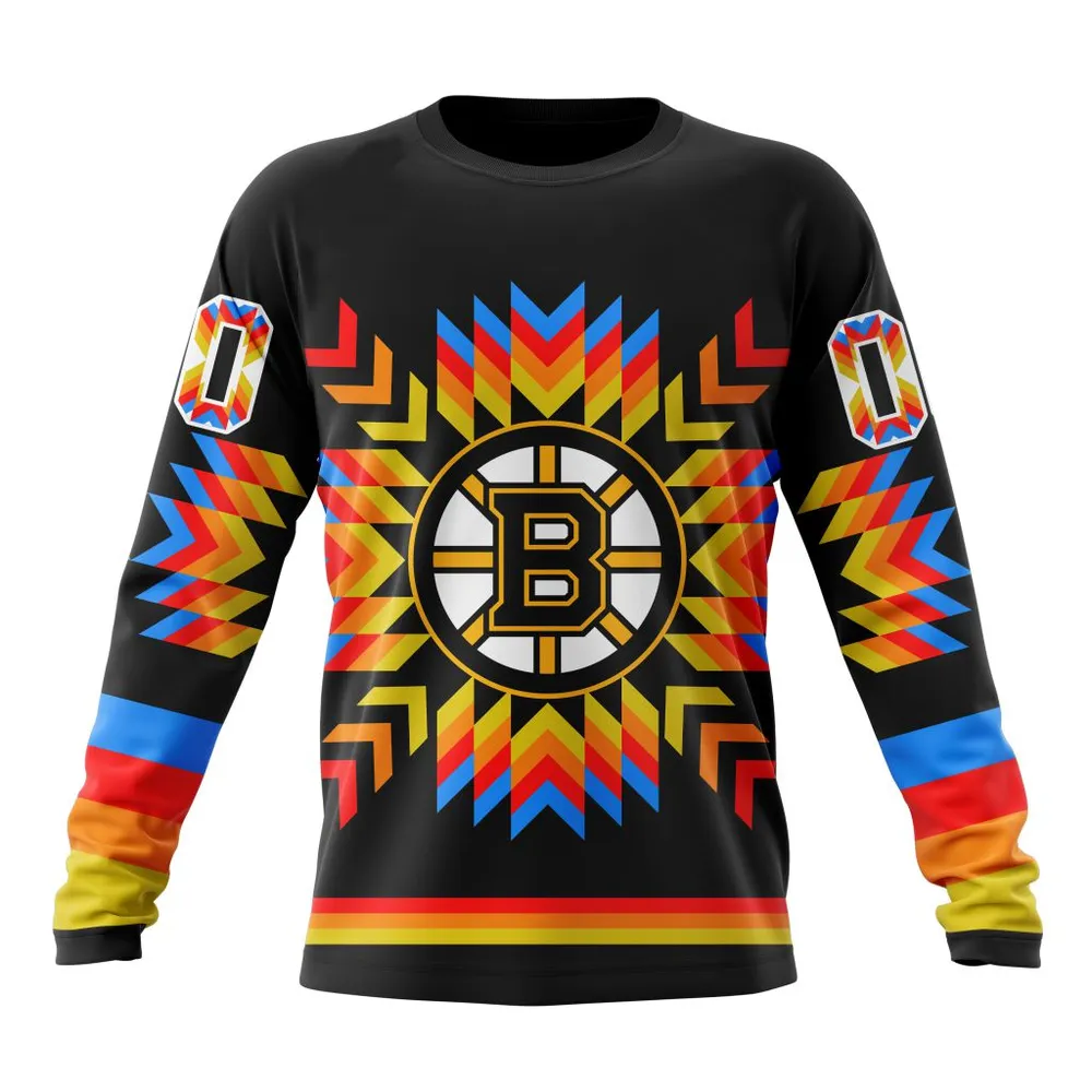 NHL Boston Bruins Special Design With Native Pattern St2306 Long Sleeved Sweatshirt 