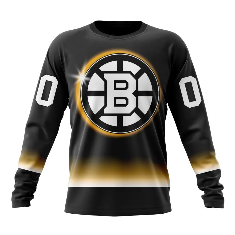 NHL Boston Bruins Special Eclipse Design St2401 Long Sleeved Sweatshirt 