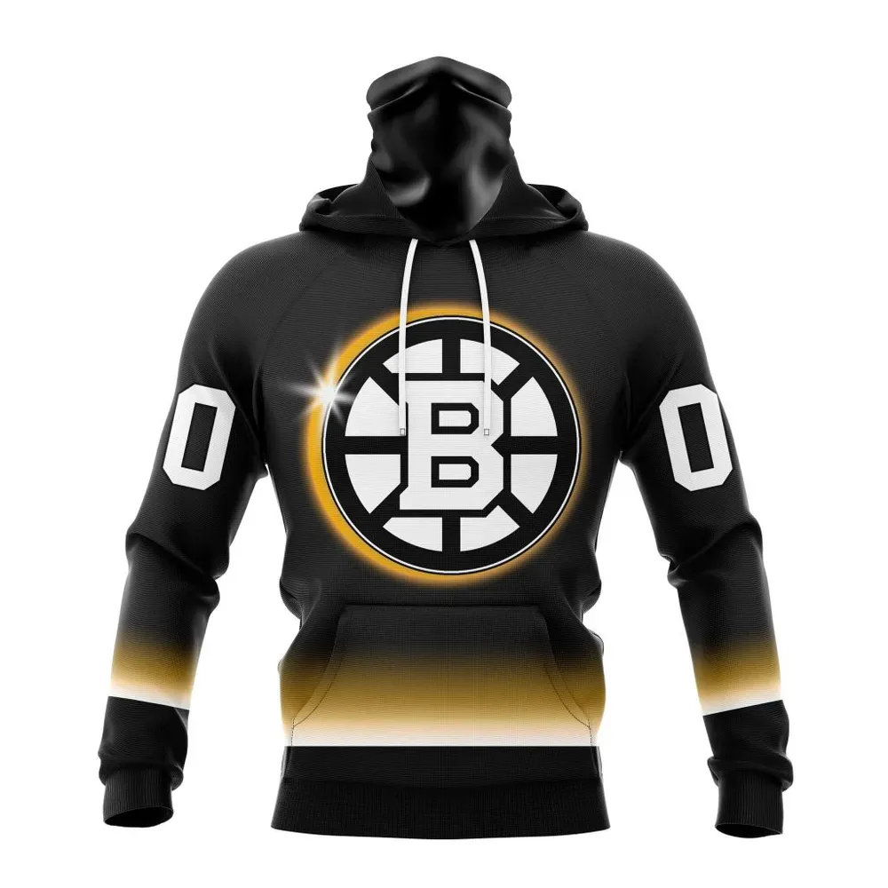 NHL Boston Bruins Special Eclipse Design St2401 Mask Hoodie