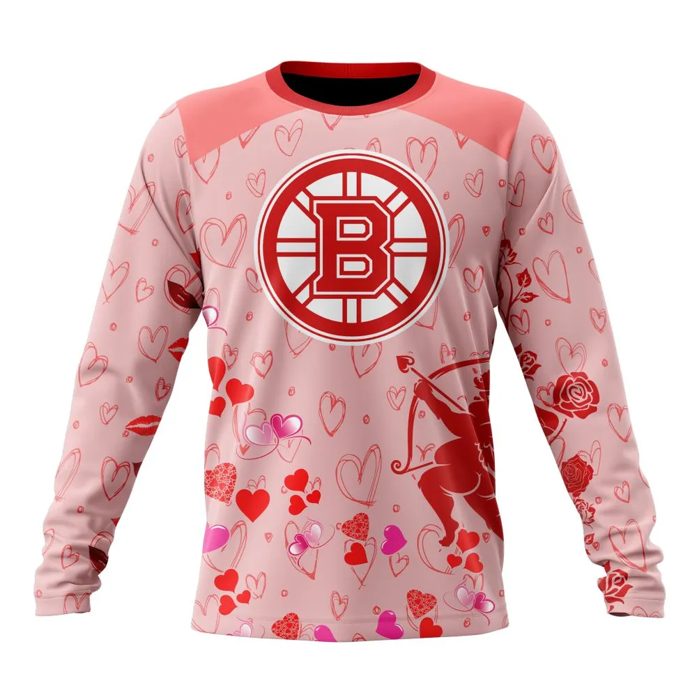 NHL Boston Bruins Special Gift For Valentines Day St2402 Long Sleeved Sweatshirt 