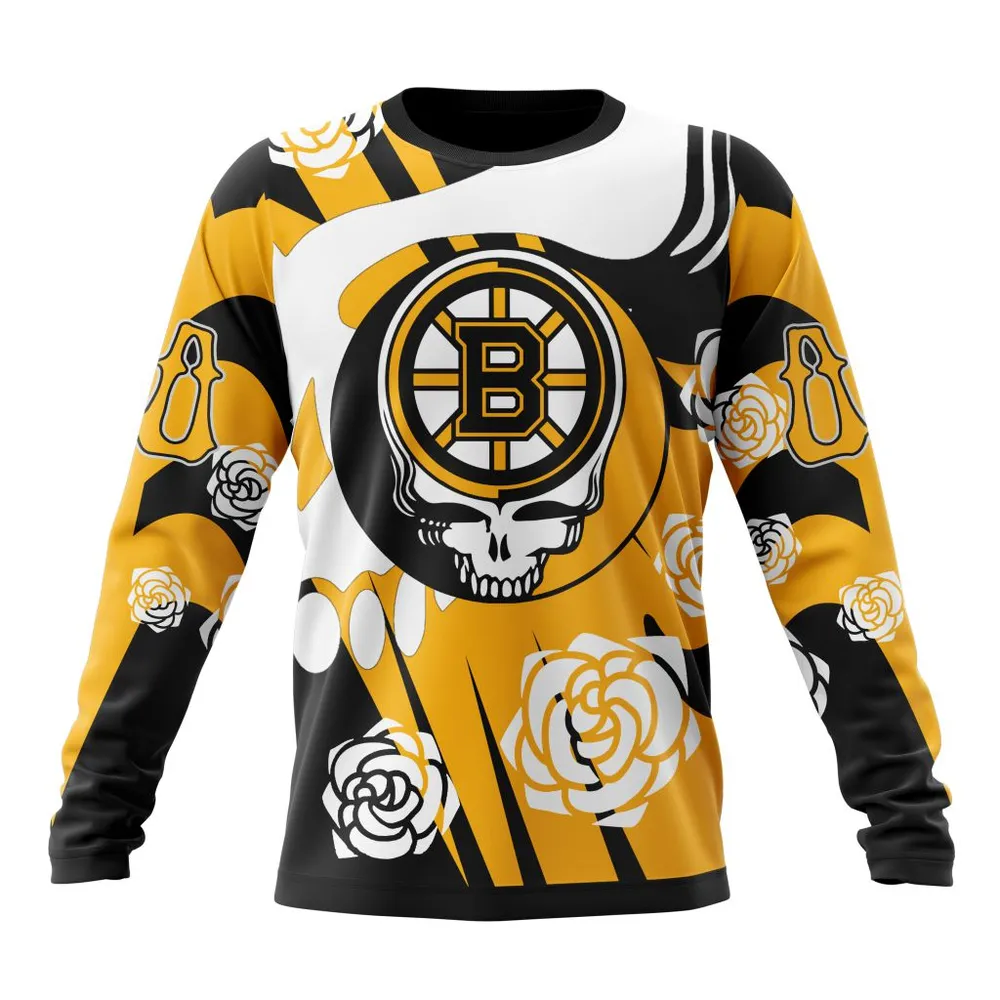 NHL Boston Bruins Special Grateful Dead Design St2305 Long Sleeved Sweatshirt 