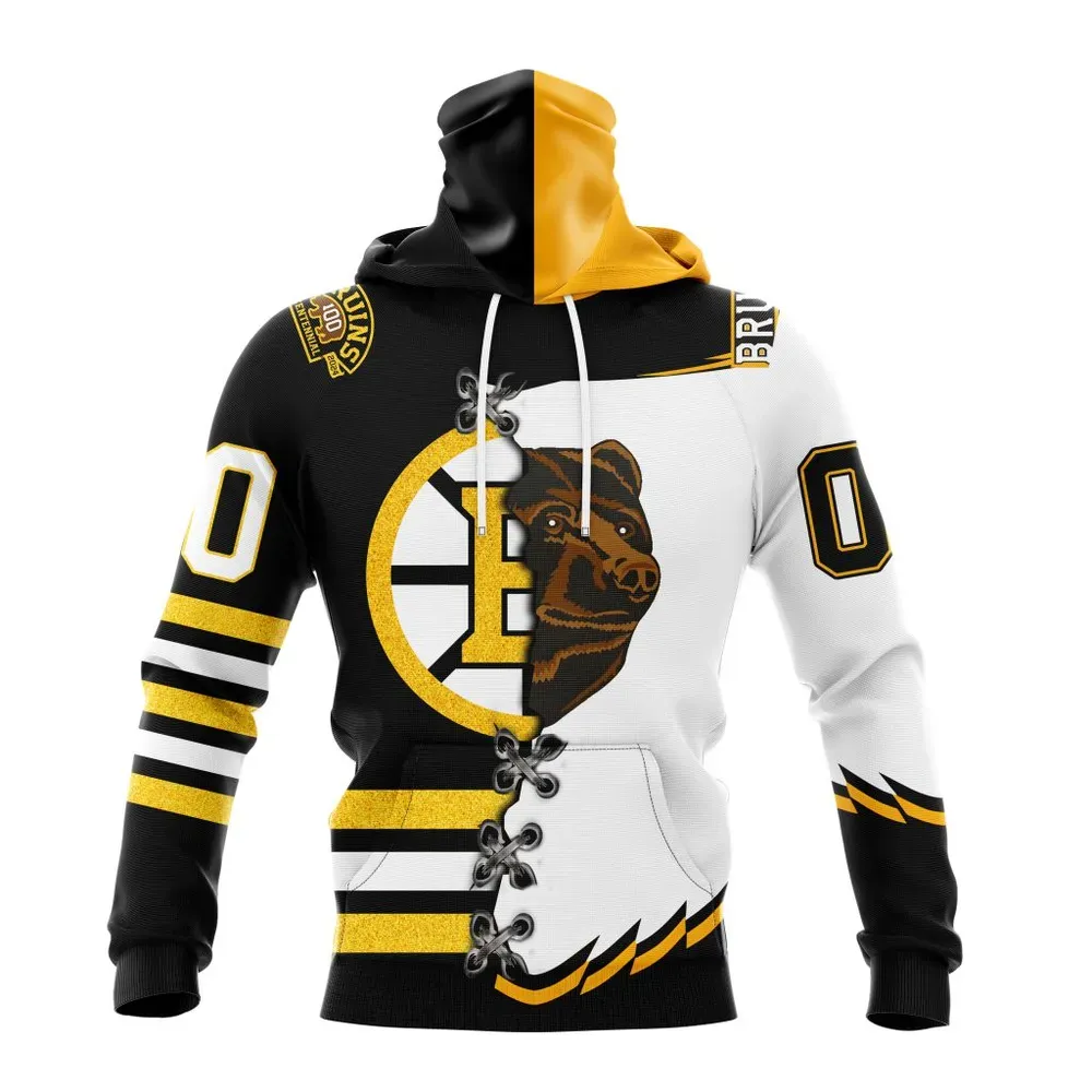 NHL Boston Bruins Special Home Mix Reverse Retro Personalized Kits Mask Hoodie