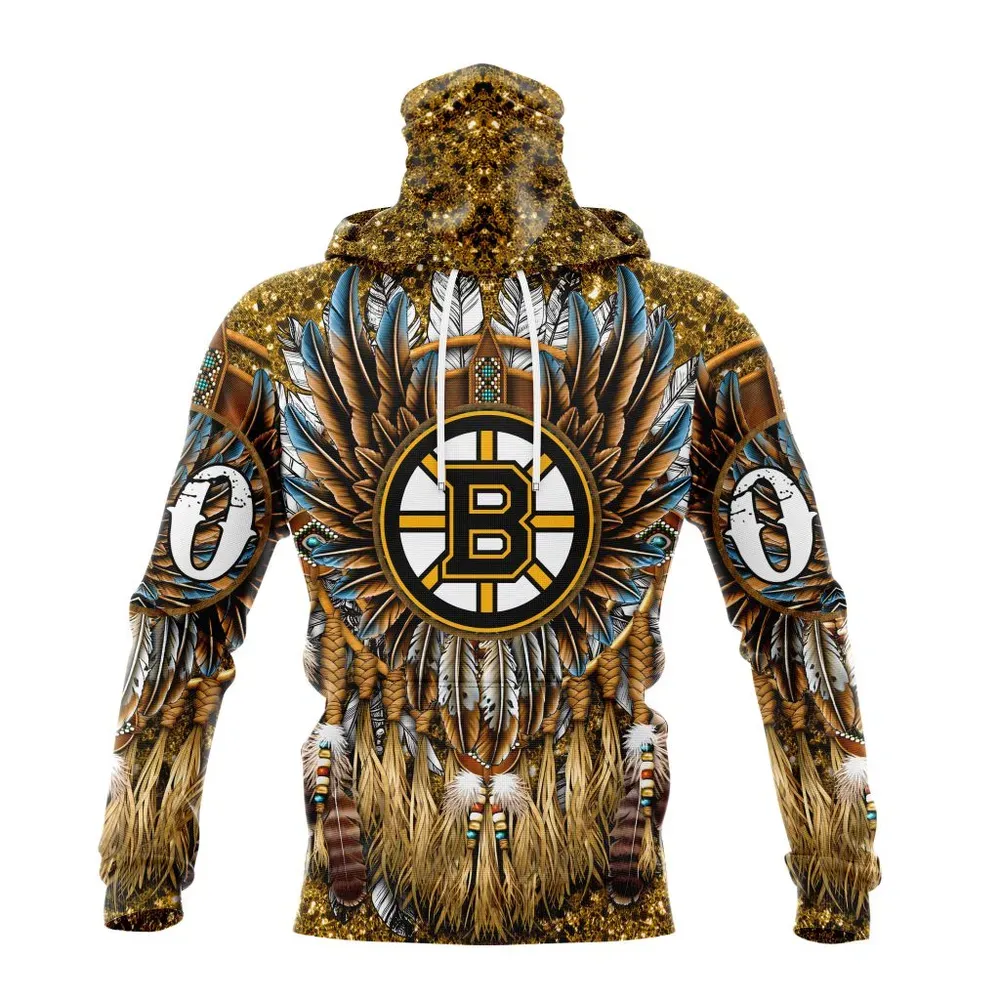 NHL Boston Bruins Special Native Costume Design St2201 Mask Hoodie