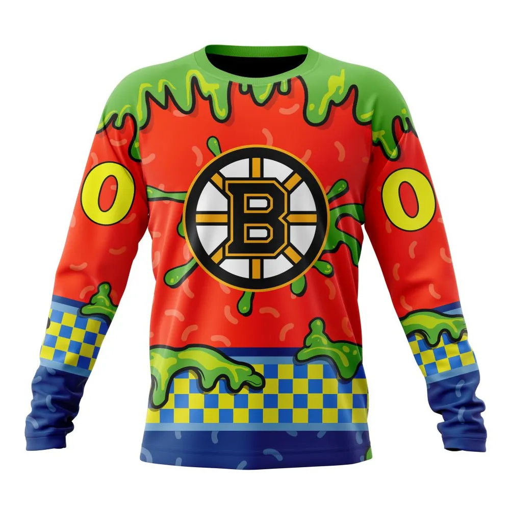 NHL Boston Bruins Special Nickelodeon Design St2301 Long Sleeved Sweatshirt 