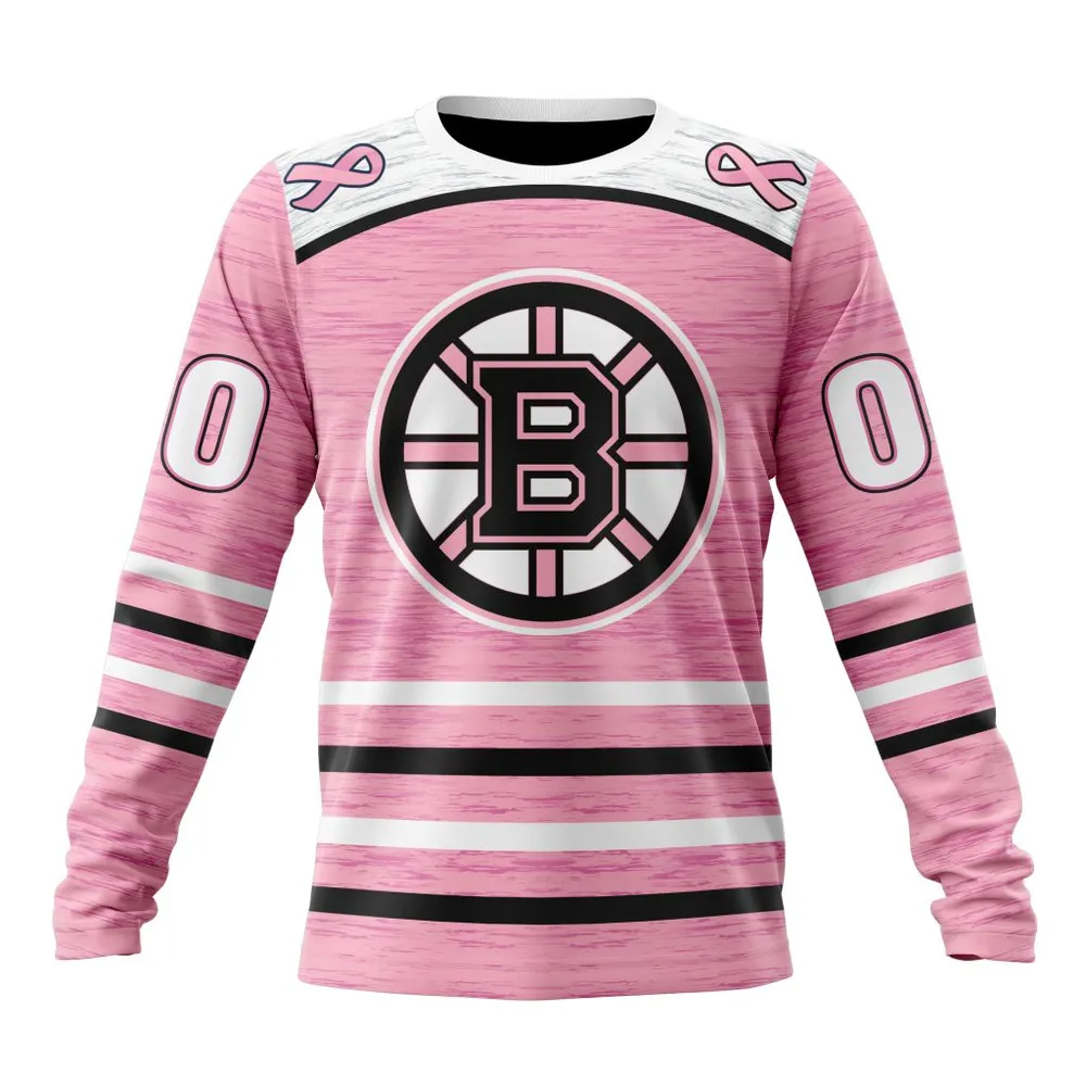 NHL Boston Bruins Special Pink Fight Breast Cancer Design St2304 Long Sleeved Sweatshirt 