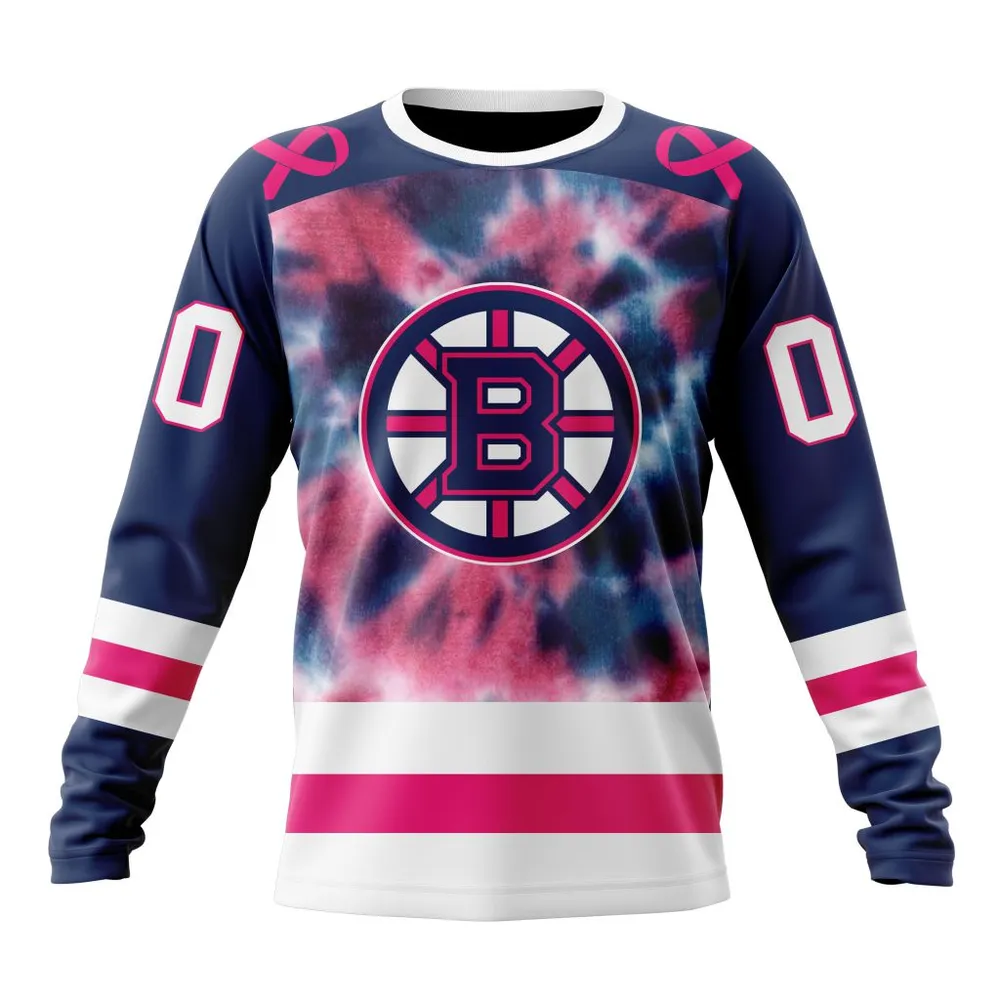 NHL Boston Bruins Special Pink October Fight Breast Cancer St2303 Long Sleeved Sweatshirt 