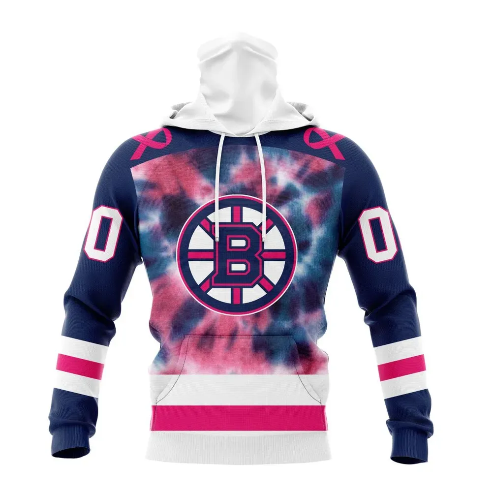 NHL Boston Bruins Special Pink October Fight Breast Cancer St2303 Mask Hoodie