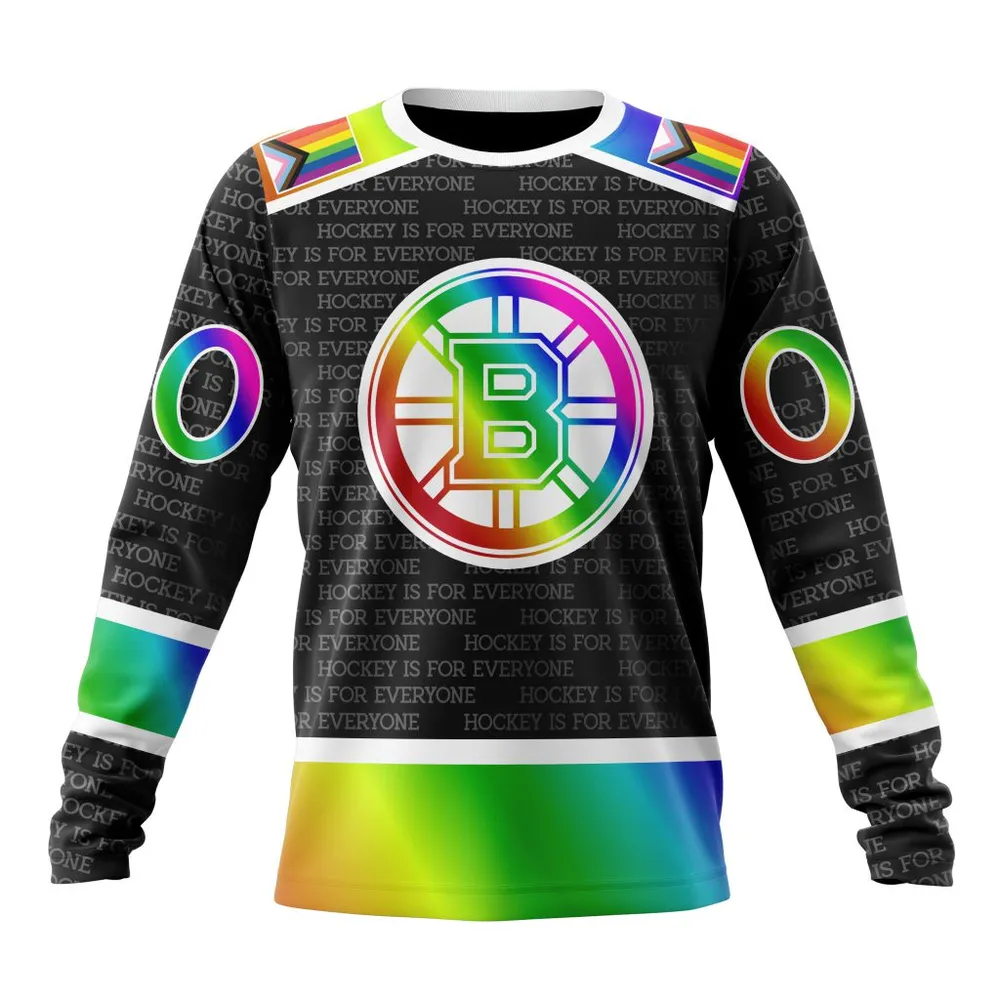 NHL Boston Bruins Special Pride Design Hockey Is For Everyone Long Sleeved Sweatshirt 