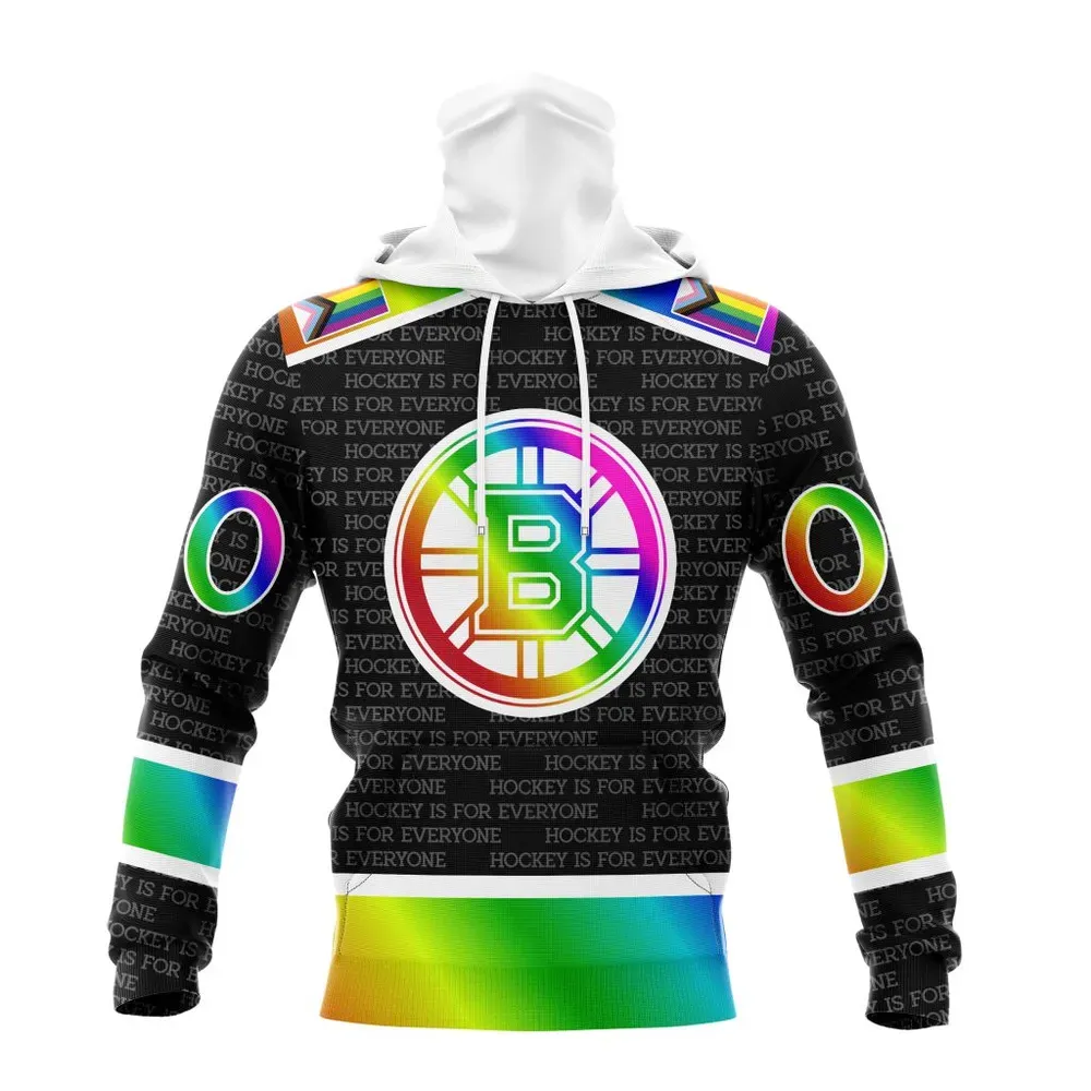 NHL Boston Bruins Special Pride Design Hockey Is For Everyone Mask Hoodie